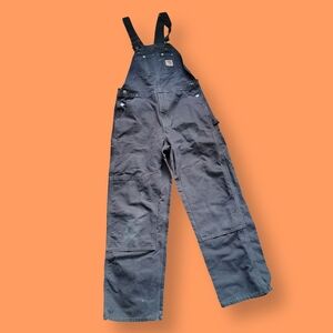 Carhartt Double Knees Faded Brown Canvas Overalls Denim Mens Sz 34x32 *Worn*